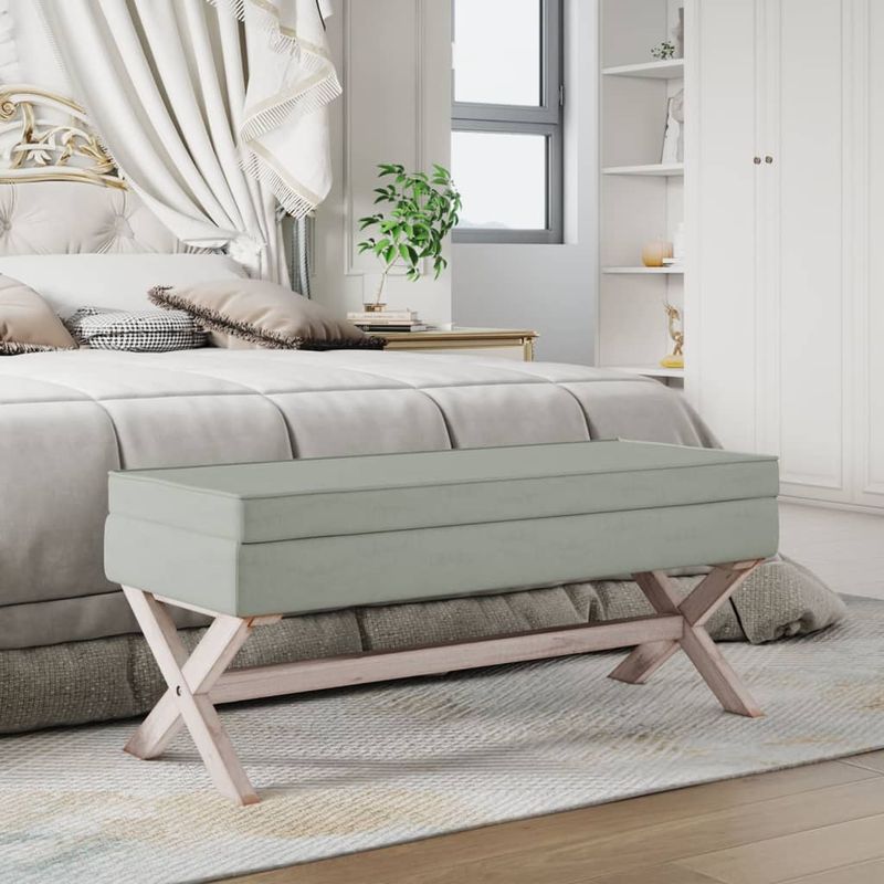 Casa si Gradina - Mobilier - Canapele si coltare - Banchete - Taburet de depozitare, gri deschis, 110x45x49 cm, catifea - Infinity.ro