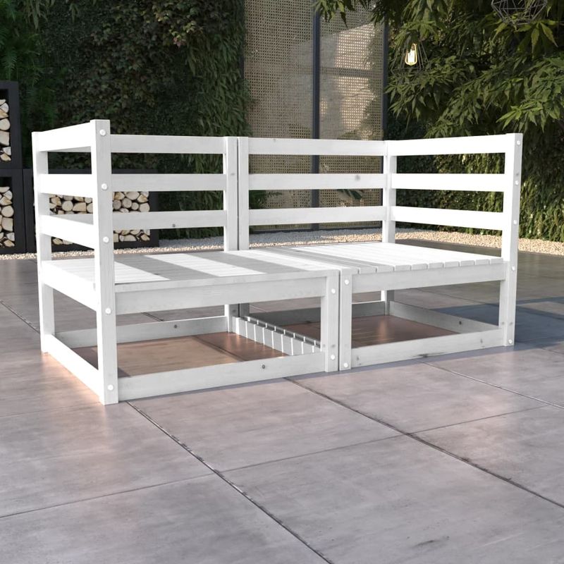 Casa si Gradina - Gradina si terasa - Mobilier exterior - Canapele si fotolii gradina - Canapea de gradina cu 2 locuri, alb, lemn masiv de pin - Infinity.ro