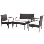Casa si Gradina - Gradina si terasa - Mobilier exterior - Seturi mobila gradina - Set mobilier de gradina cu perne, 4 piese, maro, poliratan - Infinity.ro
