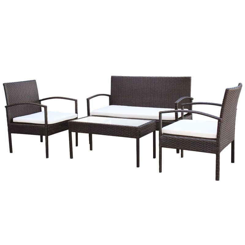 Casa si Gradina - Gradina si terasa - Mobilier exterior - Seturi mobila gradina - Set mobilier de gradina cu perne, 4 piese, maro, poliratan - Infinity.ro
