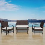 Casa si Gradina - Gradina si terasa - Mobilier exterior - Seturi mobila gradina - Set mobilier de gradina cu perne, 4 piese, maro, poliratan - Infinity.ro