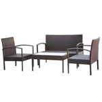 Casa si Gradina - Gradina si terasa - Mobilier exterior - Seturi mobila gradina - Set mobilier de gradina cu perne, 4 piese, maro, poliratan - Infinity.ro
