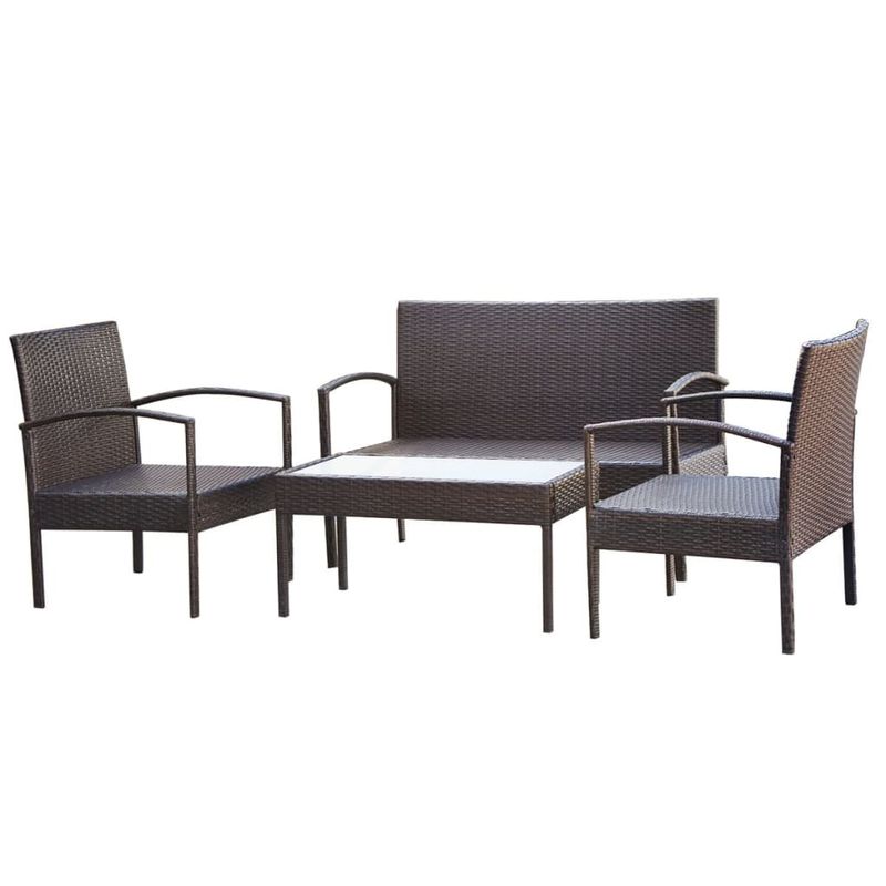 Casa si Gradina - Gradina si terasa - Mobilier exterior - Seturi mobila gradina - Set mobilier de gradina cu perne, 4 piese, maro, poliratan - Infinity.ro