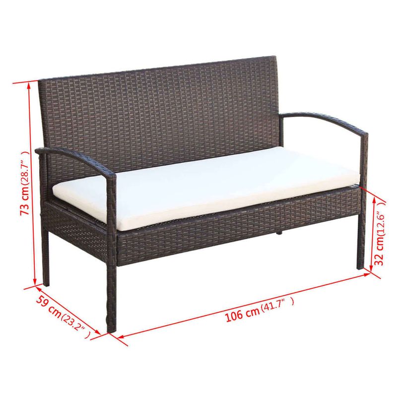 Casa si Gradina - Gradina si terasa - Mobilier exterior - Seturi mobila gradina - Set mobilier de gradina cu perne, 4 piese, maro, poliratan - Infinity.ro