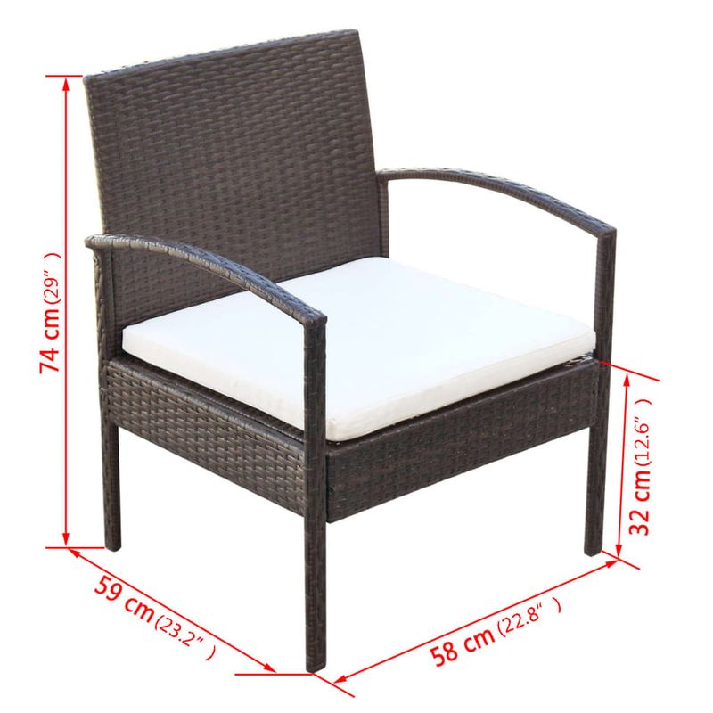 Casa si Gradina - Gradina si terasa - Mobilier exterior - Seturi mobila gradina - Set mobilier de gradina cu perne, 4 piese, maro, poliratan - Infinity.ro
