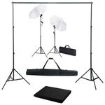 TV, Audio-Video si Foto - Aparate foto si accesorii - Accesorii foto si video - Blitzuri - Kit studio foto cu fundal, lampi și umbrele, negru, mărime 500x300 cm - Infinity.ro