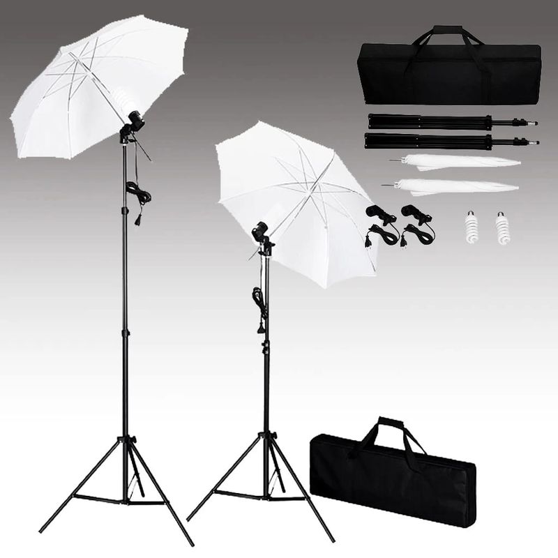 TV, Audio-Video si Foto - Aparate foto si accesorii - Accesorii foto si video - Blitzuri - Kit studio foto cu fundal, lampi și umbrele, negru, mărime 500x300 cm - Infinity.ro