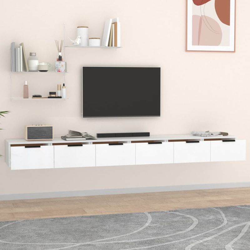 Casa si Gradina - Mobilier - Biblioteci si rafturi - Rafturi - Dulapuri perete, 2 buc., alb, 102x30x20 cm, lemn prelucrat - Infinity.ro