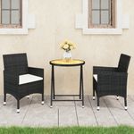 Casa si Gradina - Gradina si terasa - Mobilier exterior - Seturi mobila gradina - Set bistro de gradina, 3 piese, negru, poliratan si lemn acacia - Infinity.ro