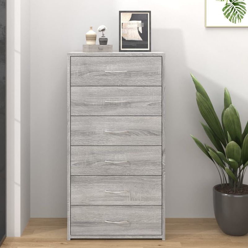 Casa si Gradina - Mobilier - Comode si corpuri - Comode - Servanta cu 6 sertare, stejar fumuriu, 50x34x96 cm, lemn, sonoma gri - Infinity.ro