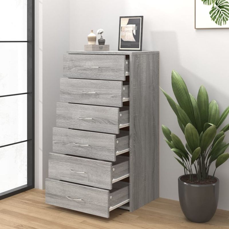 Casa si Gradina - Mobilier - Comode si corpuri - Comode - Servanta cu 6 sertare, stejar fumuriu, 50x34x96 cm, lemn, sonoma gri - Infinity.ro