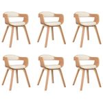 Casa si Gradina - Mobilier - Scaune si fotolii - Scaune - Scaun de bucatarie, 6 buc., crem piele ecologica si lemn curbat - Infinity.ro