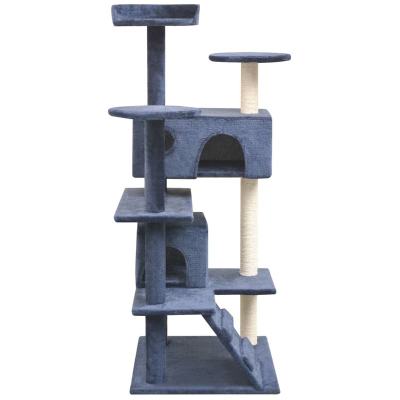 Petshop - Accesorii petshop - Jucarii animale - Ansambluri de joaca - Ansamblu pentru pisici cu funie de sisal, stalpi cu funie sisal, 125 cm, albastru inchis - Infinity.ro