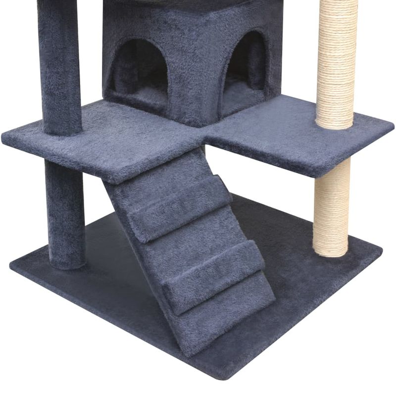 Petshop - Accesorii petshop - Jucarii animale - Ansambluri de joaca - Ansamblu pentru pisici cu funie de sisal, stalpi cu funie sisal, 125 cm, albastru inchis - Infinity.ro