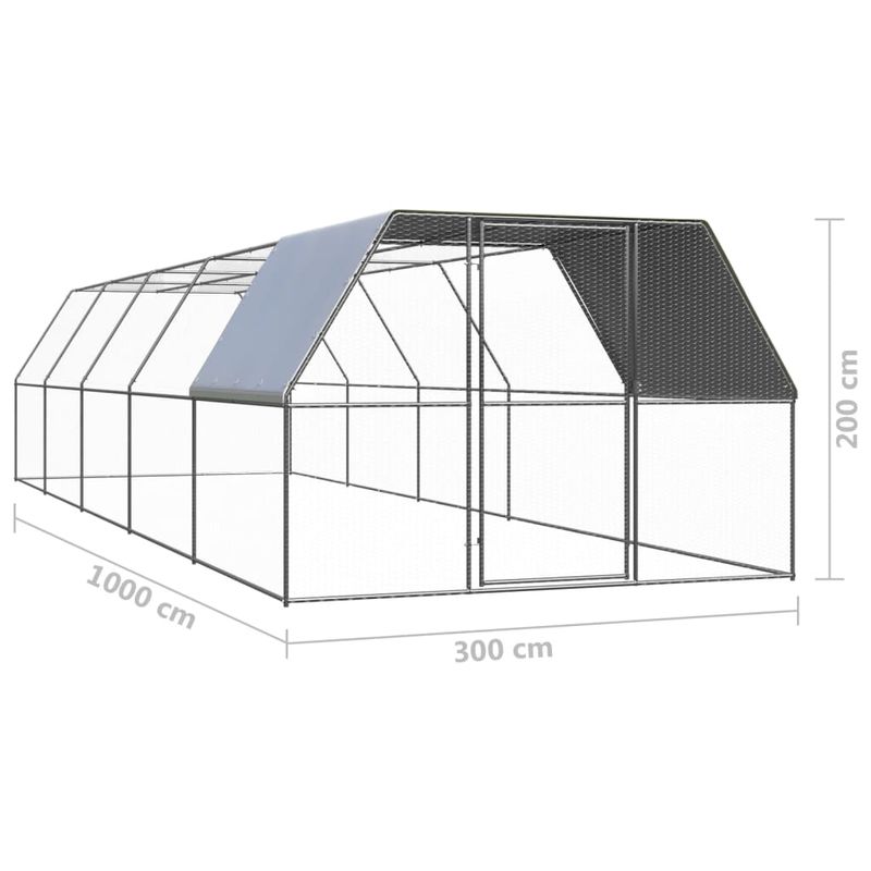Petshop - Accesorii petshop - Culcusuri si custi - Custi interior si exterior - Cotet de exterior pentru pasari, 3x10x2 m, otel zincat - Infinity.ro