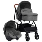 Jucarii, Copii si Bebe - Carucioare si articole de transport - Carucioare - Carucioare standard - Carucior pentru copii 3-in-1, gri deschis si negru, otel - Infinity.ro