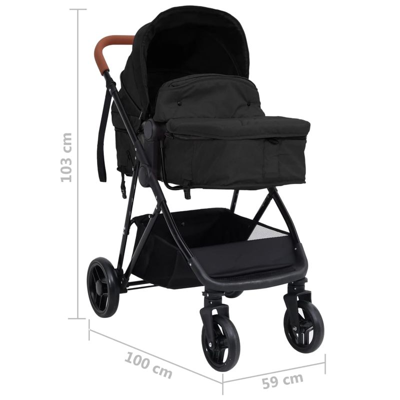 Jucarii, Copii si Bebe - Carucioare si articole de transport - Carucioare - Carucioare standard - Carucior pentru copii 2-in-1, antracit si negru, otel - Infinity.ro
