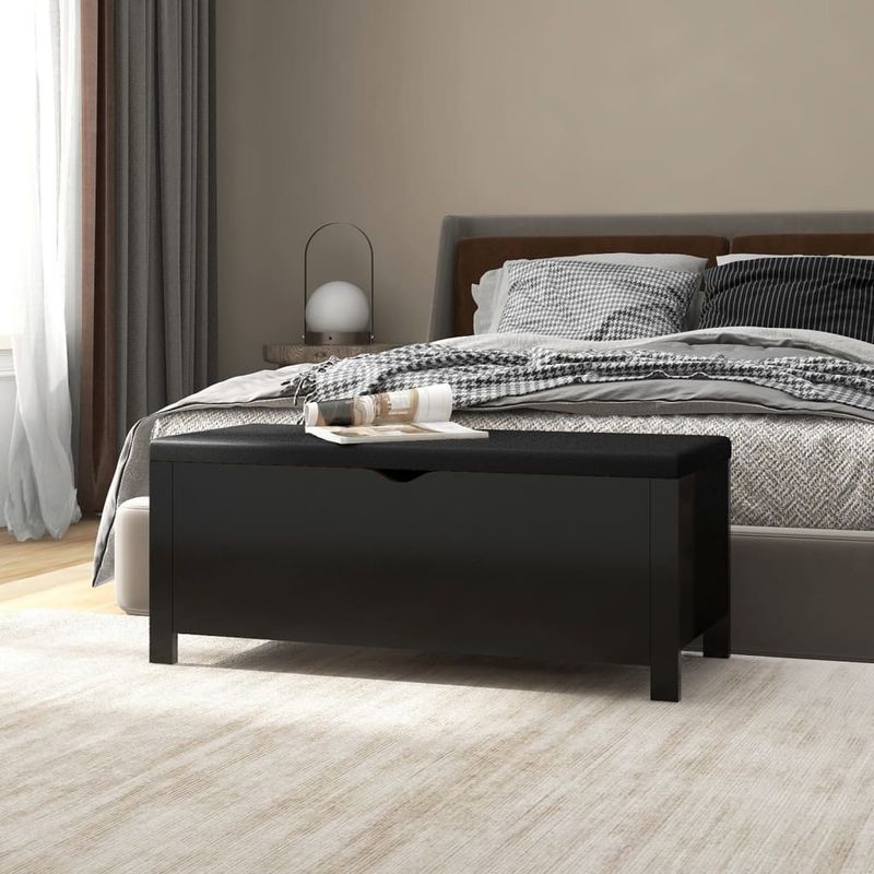 Casa si Gradina - Mobilier - Organizare si depozitare - Cutii depozitare - Cutie de depozitare cu perna, negru, 105x40x45cm lemn prelucrat - Infinity.ro