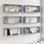 Casa si Gradina - Mobilier - Biblioteci si rafturi - Rafturi - Rafturi de perete cub, 6 buc., gri sonoma, 60x15x23 cm, lemn - Infinity.ro