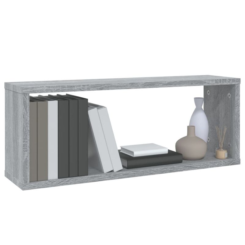 Casa si Gradina - Mobilier - Biblioteci si rafturi - Rafturi - Rafturi de perete cub, 6 buc., gri sonoma, 60x15x23 cm, lemn - Infinity.ro