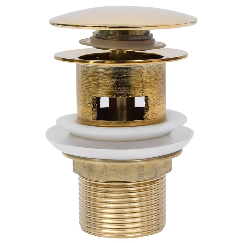 Casa si Gradina - Sanitare - Instalatii hidro - Robineti - Ventil scurgere push, functie de preaplin, auriu 6,4x6,4x9,1 cm - Infinity.ro