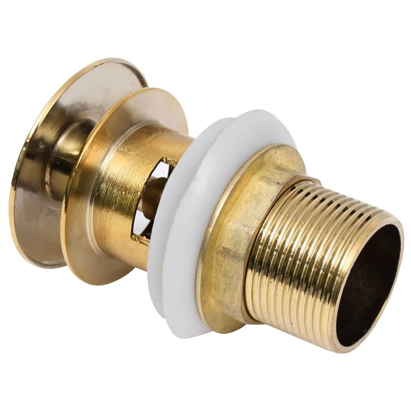 Casa si Gradina - Sanitare - Instalatii hidro - Robineti - Ventil scurgere push, functie de preaplin, auriu 6,4x6,4x9,1 cm - Infinity.ro