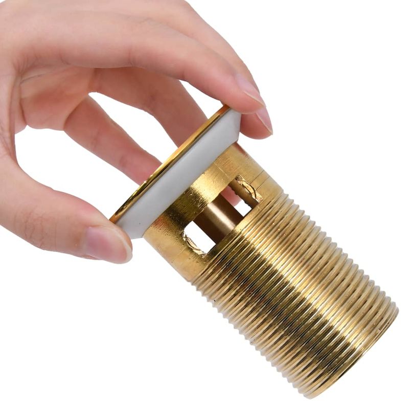 Casa si Gradina - Sanitare - Instalatii hidro - Robineti - Ventil scurgere push, functie de preaplin, auriu 6,4x6,4x9,1 cm - Infinity.ro