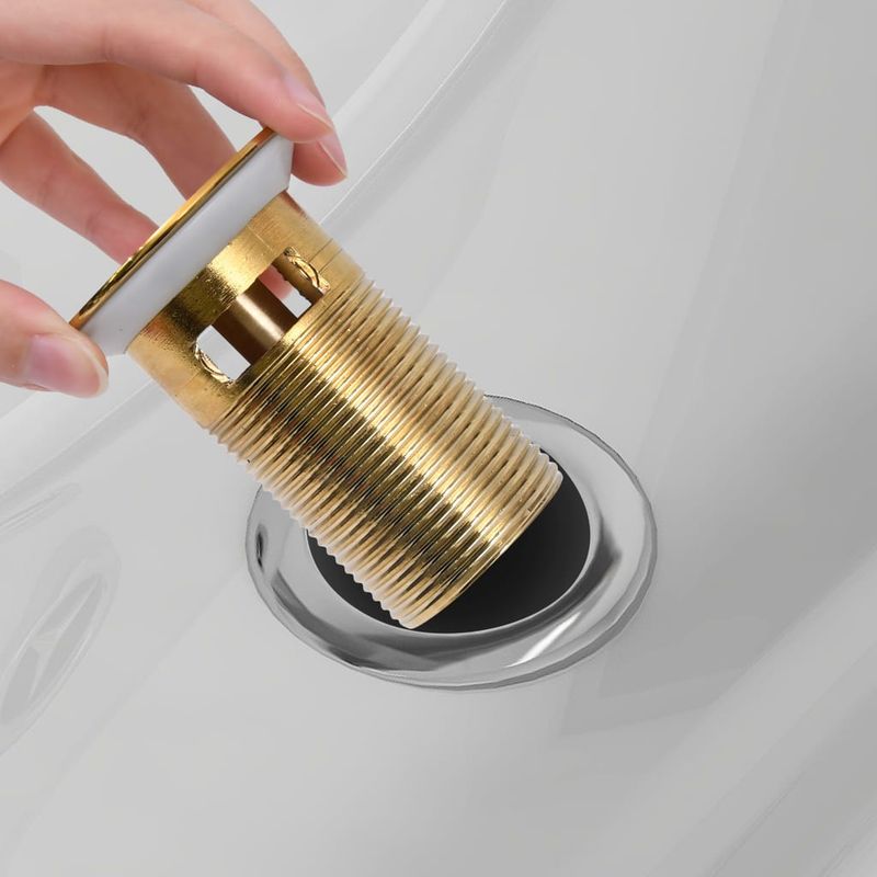 Casa si Gradina - Sanitare - Instalatii hidro - Robineti - Ventil scurgere push, functie de preaplin, auriu 6,4x6,4x9,1 cm - Infinity.ro