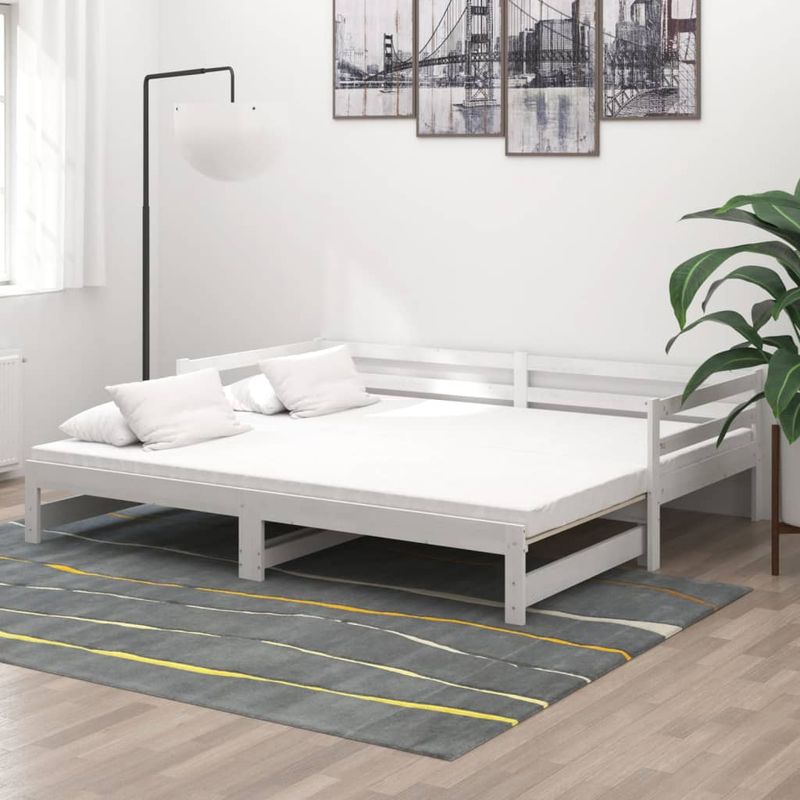 Casa si Gradina - Mobilier - Paturi si accesorii - Paturi - Pat de zi extensibil, alb, 2x(90x200) cm, lemn masiv de pin - Infinity.ro