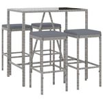 Casa si Gradina - Gradina si terasa - Mobilier exterior - Seturi mobila gradina - Set mobilier bar de gradina cu perne, cu perne, 5 piese, gri, poliratan - Infinity.ro
