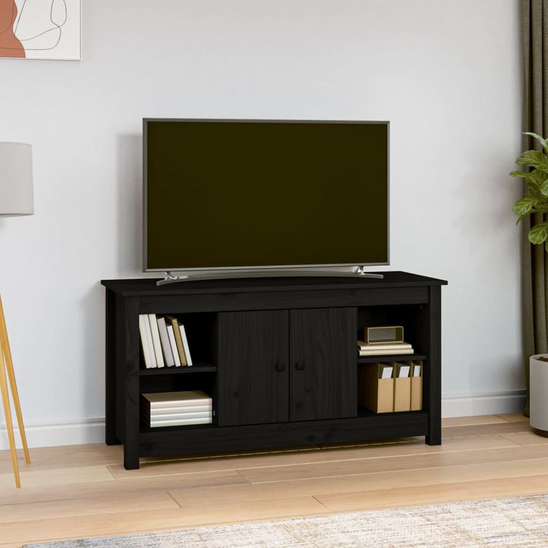 Casa si Gradina - Mobilier - Comode si corpuri - Comode - Comoda TV, negru, 103x36,5x52 cm, lemn masiv de pin - Infinity.ro