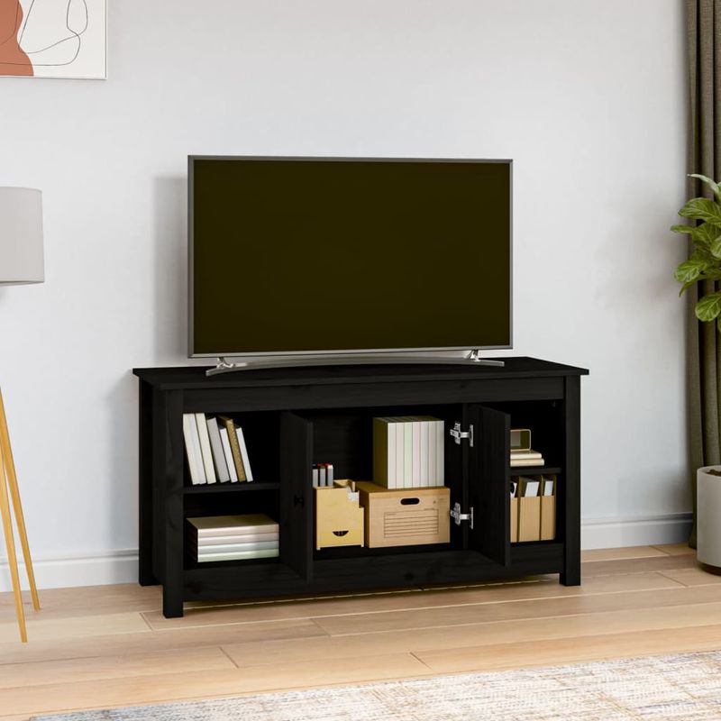 Casa si Gradina - Mobilier - Comode si corpuri - Comode - Comoda TV, negru, 103x36,5x52 cm, lemn masiv de pin - Infinity.ro