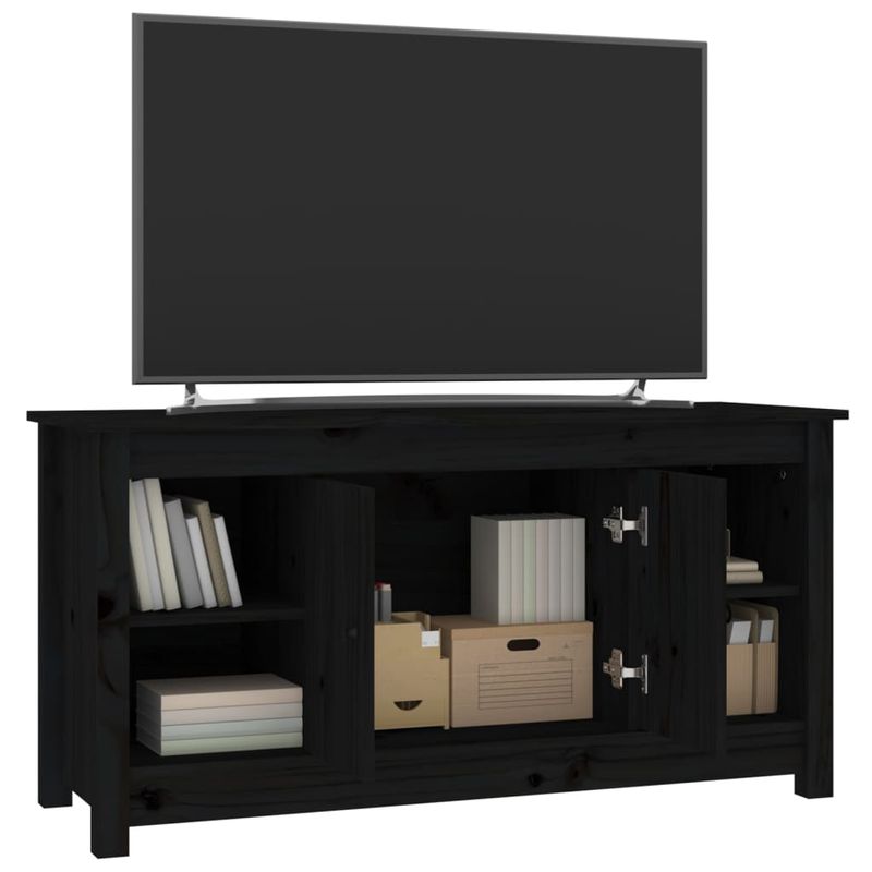 Casa si Gradina - Mobilier - Comode si corpuri - Comode - Comoda TV, negru, 103x36,5x52 cm, lemn masiv de pin - Infinity.ro