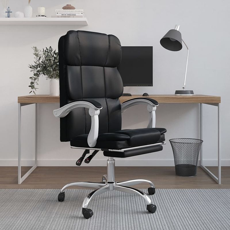 Casa si Gradina - Mobilier - Scaune si fotolii - Scaune - Scaun de birou rabatabil, negru, piele ecologica - Infinity.ro