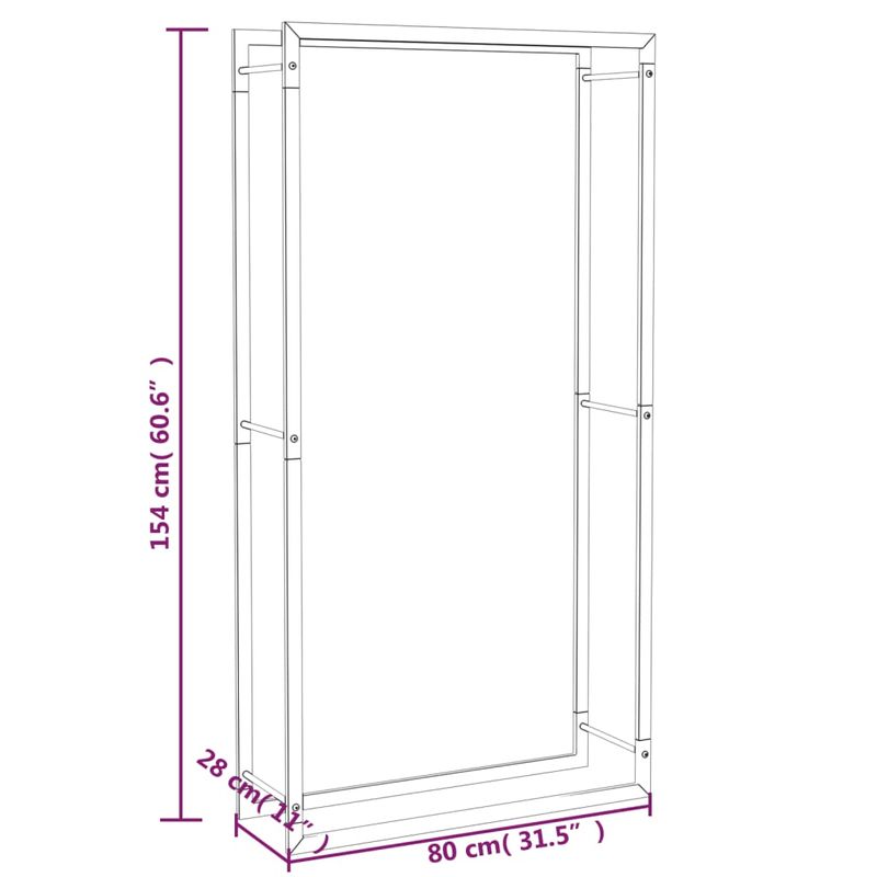 Casa si Gradina - Termice - Sobe, Seminee si accesorii - Accesorii seminee si sobe - Suport pentru lemne de foc, negru mat, 80x28x154 cm, otel - Infinity.ro