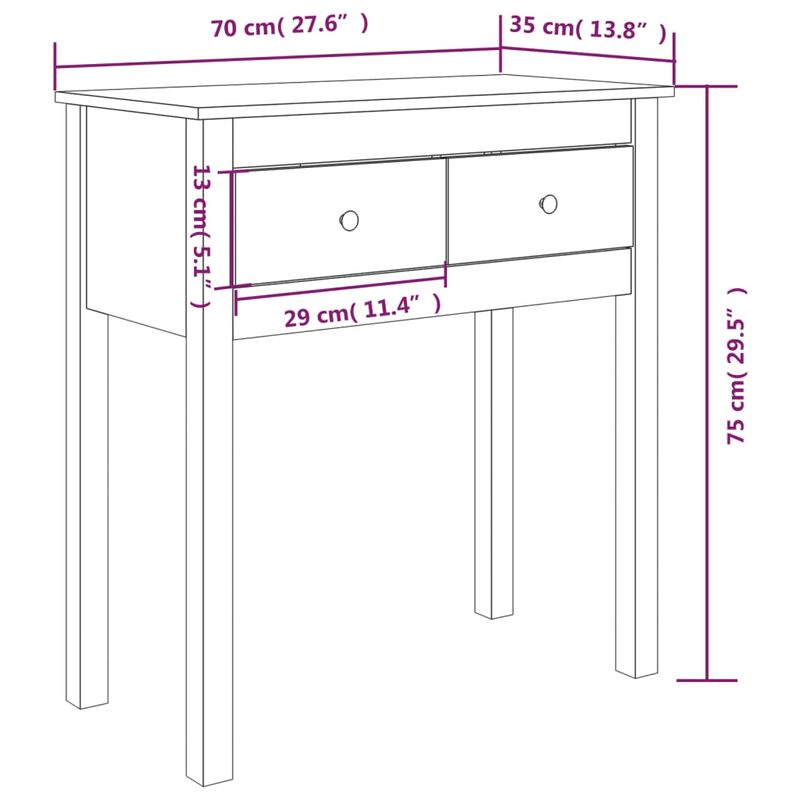 Casa si Gradina - Mobilier - Comode si corpuri - Console - Masa consola, 70x35x75 cm, lemn masiv de pin - Infinity.ro