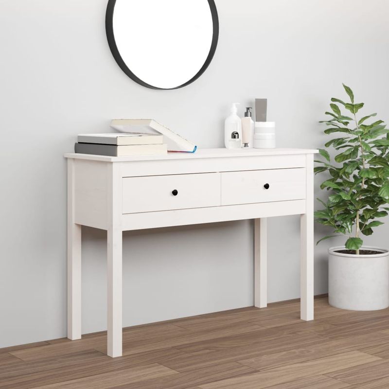 Casa si Gradina - Mobilier - Comode si corpuri - Console - Masa consola, alb, 100x35x75 cm, lemn masiv de pin - Infinity.ro