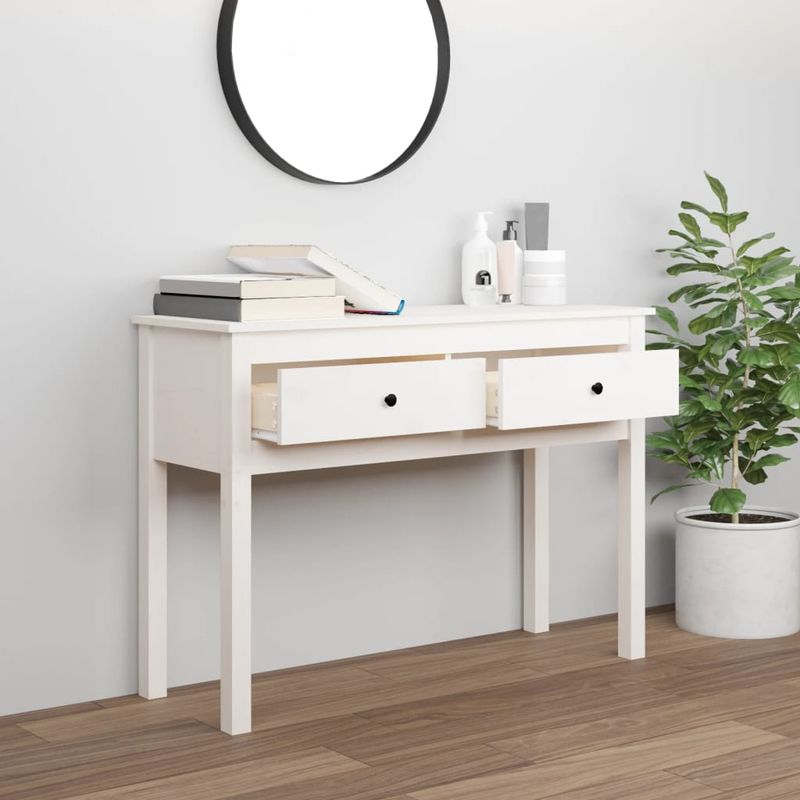 Casa si Gradina - Mobilier - Comode si corpuri - Console - Masa consola, alb, 100x35x75 cm, lemn masiv de pin - Infinity.ro