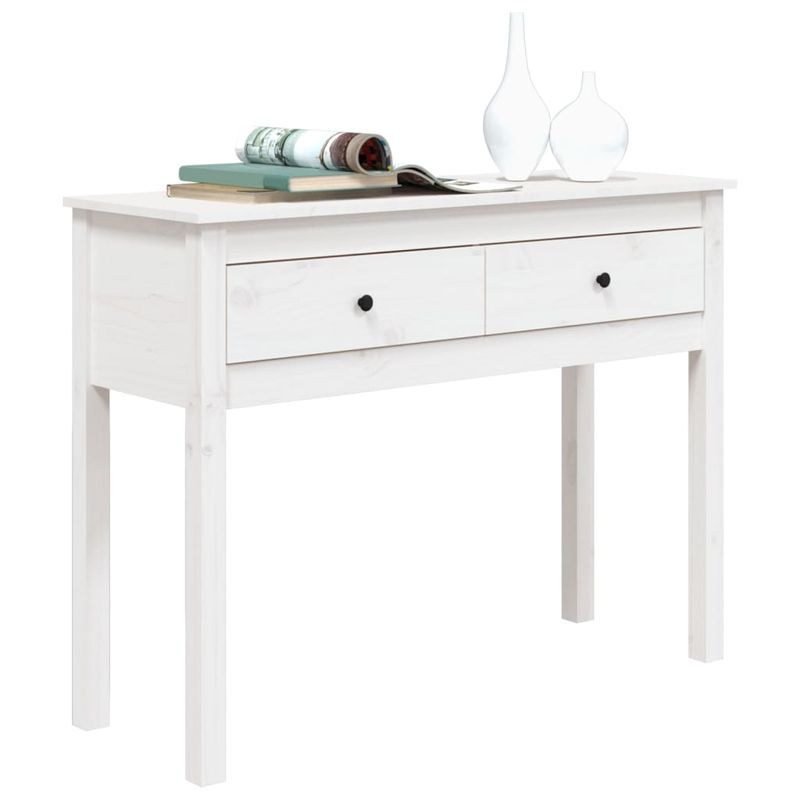 Casa si Gradina - Mobilier - Comode si corpuri - Console - Masa consola, alb, 100x35x75 cm, lemn masiv de pin - Infinity.ro