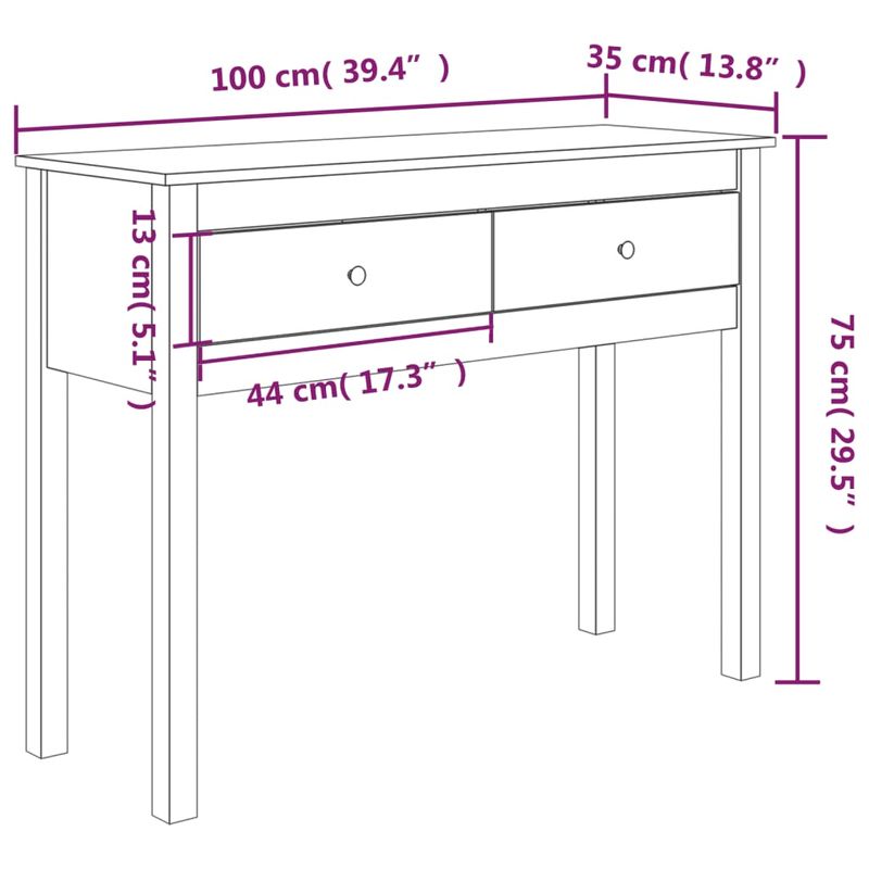 Casa si Gradina - Mobilier - Comode si corpuri - Console - Masa consola, alb, 100x35x75 cm, lemn masiv de pin - Infinity.ro