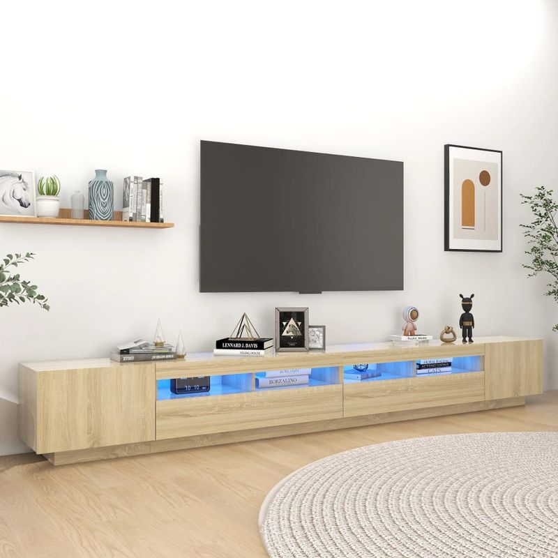 Casa si Gradina - Mobilier - Comode si corpuri - Comode - Comoda TV cu lumini LED, stejar sonoma, 300x35x40 cm - Infinity.ro