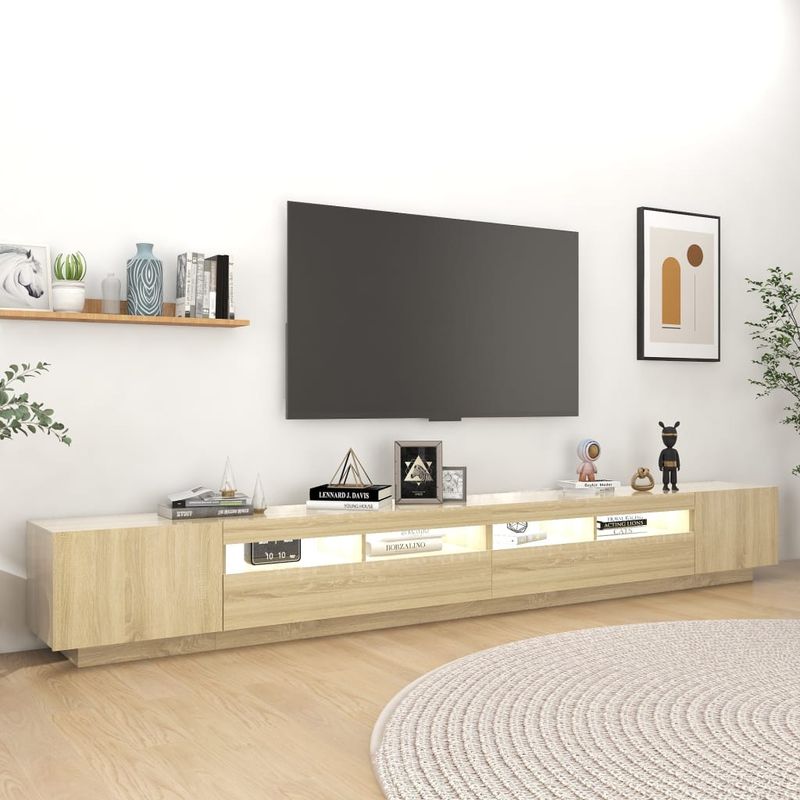 Casa si Gradina - Mobilier - Comode si corpuri - Comode - Comoda TV cu lumini LED, stejar sonoma, 300x35x40 cm - Infinity.ro