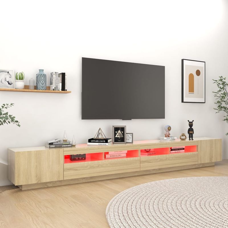 Casa si Gradina - Mobilier - Comode si corpuri - Comode - Comoda TV cu lumini LED, stejar sonoma, 300x35x40 cm - Infinity.ro
