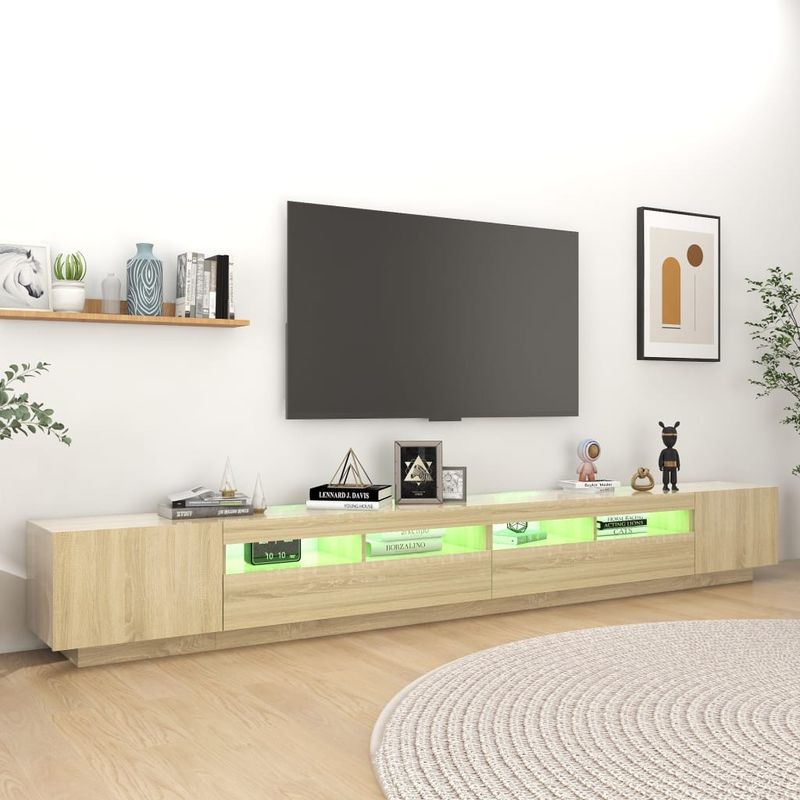 Casa si Gradina - Mobilier - Comode si corpuri - Comode - Comoda TV cu lumini LED, stejar sonoma, 300x35x40 cm - Infinity.ro