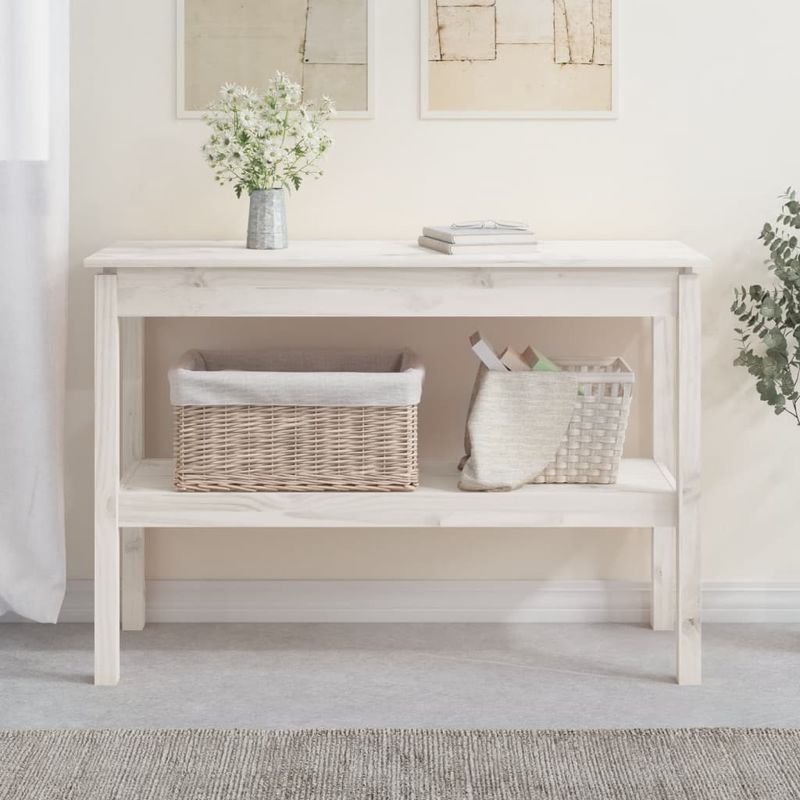 Casa si Gradina - Mobilier - Comode si corpuri - Console - Masa consola, alb, 110x40x75 cm, lemn masiv de pin - Infinity.ro