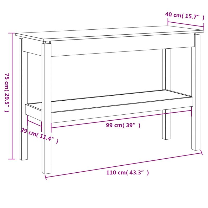 Casa si Gradina - Mobilier - Comode si corpuri - Console - Masa consola, alb, 110x40x75 cm, lemn masiv de pin - Infinity.ro
