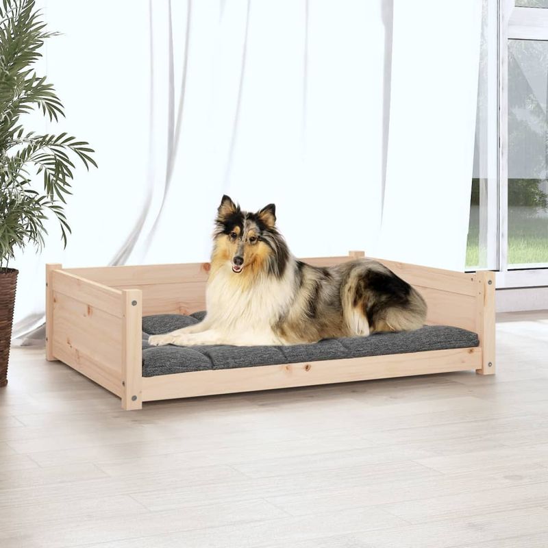 Petshop - Accesorii petshop - Culcusuri si custi - Culcusuri si saltele - Pat pentru caini, 95,5x65,5x28 cm, lemn masiv de pin - Infinity.ro