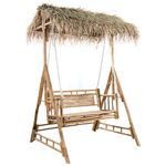 Casa si Gradina - Gradina si terasa - Balansoare si hamace - Balansoare - Balansoar 2 locuri, frunze de palmier și pernă, 202 cm, bambus, bej - Infinity.ro
