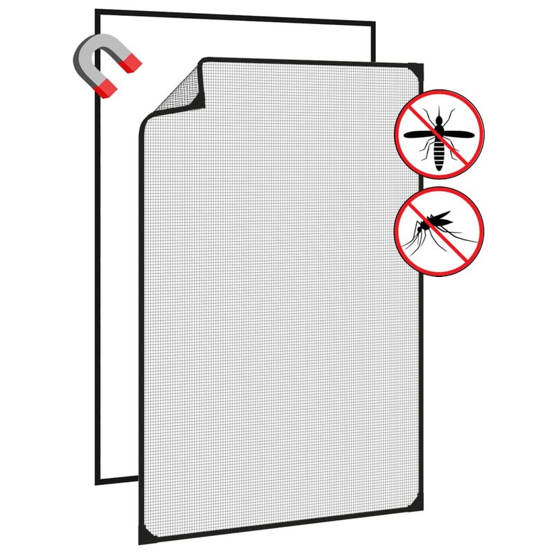 Casa si Gradina - Textile si covoare - Rulouri si jaluzele - Plasa insecte magnetica pentru ferestre, antracit, 80x120 cm - Infinity.ro