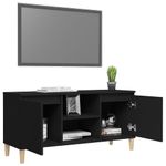 Casa si Gradina - Mobilier - Comode si corpuri - Comode - Comoda TV cu picioare din lemn masiv, picioare lemn masiv, negru, 103,5x35x50 cm - Infinity.ro
